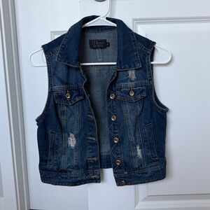 Ci Sono Cropped Denim Vest